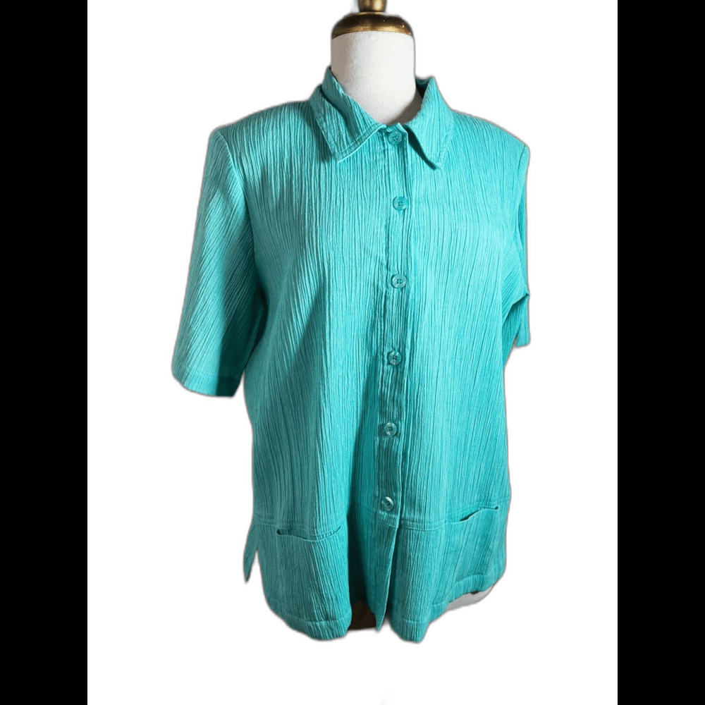 Allison Daley Blouses Size 16 Vintage 90's Turquoise Ballet Core Clean Girl Top